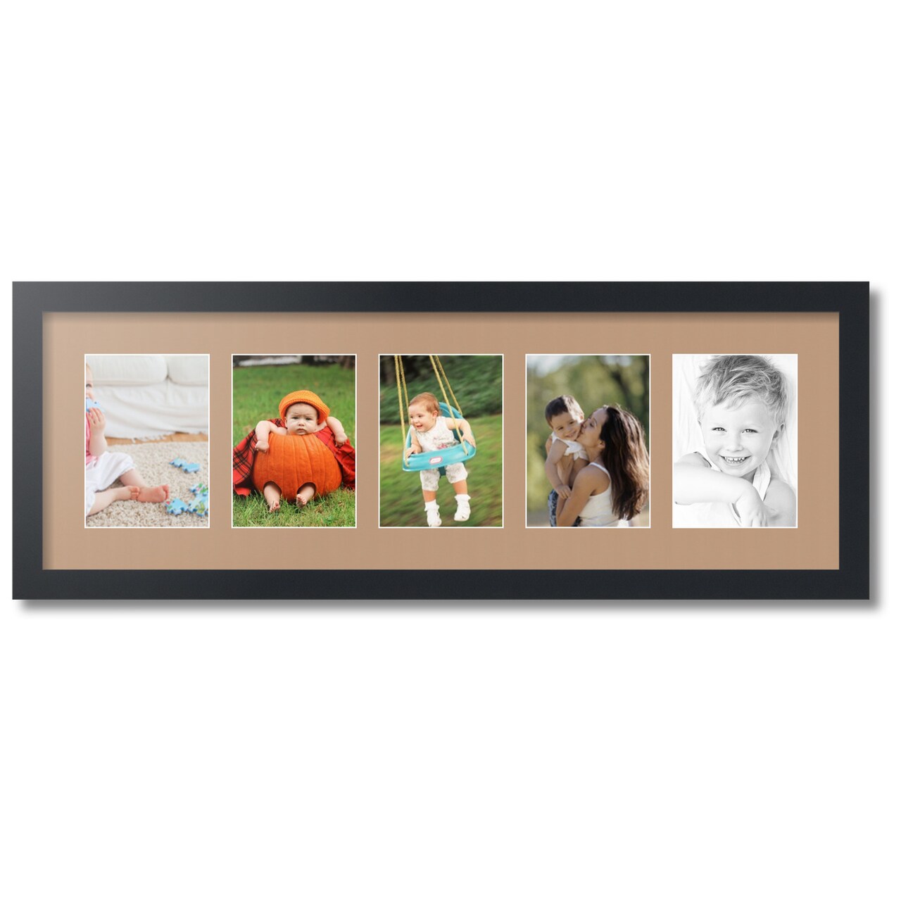 ArtToFrames Collage Photo Picture Frame with 5 - 5x7 inch Openings, Framed in Black with Over 62 Mat Color Options and Plexi Glass (CSM-3926-152)